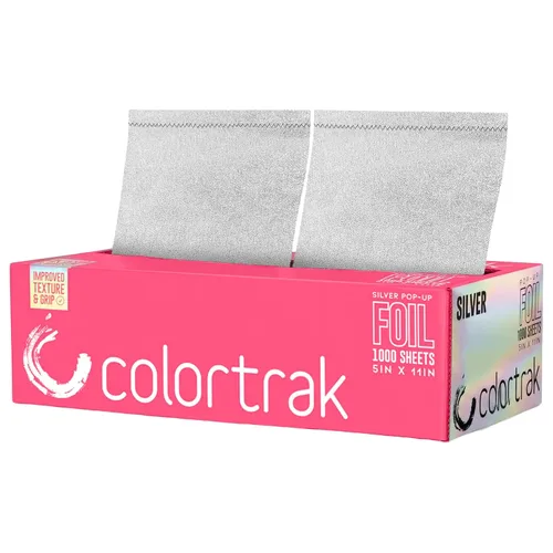 Colortrak Dispensador de hojas en relieve de papel de aluminio plateado, 1000 hojas precortadas antideslizantes texturizadas para aplicaciones de