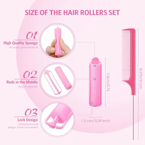 Miniatura 2 de Syhood 43 piezas rodillos de esponja de espuma para cabello para mujeres, rizadores suaves para dormir de 0.59 pulgadas, herramienta de rizadores