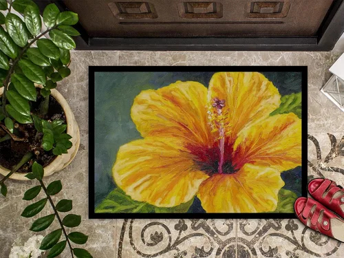 Miniatura 2 de Caroline's Treasures TMTR0321MAT - Felpudo de hibisco amarillo de Malenda Trick de 18 x 27 pulgadas, tapete para puerta delantera