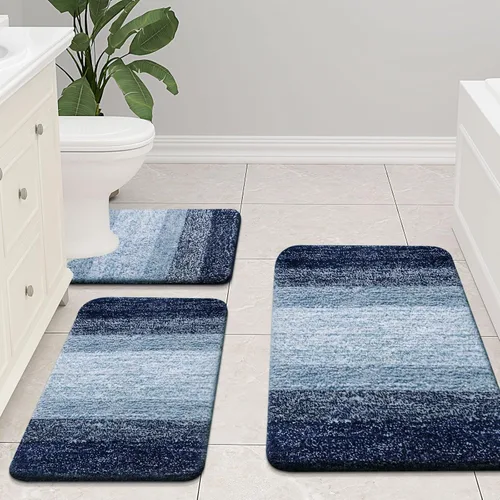 Miniatura 8 de Arotive Alfombras de baño de microfibra, peludas, suaves y absorbentes, antideslizantes, de felpa gruesa, lavables a máquina, para base de inodoro
