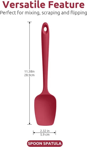 Miniatura 2 de U-Taste Juego de espátulas de cuchara de silicona, 600ºF de alta resistencia al calor, raspador de goma flexible de grado alimenticio, mezcla de Rojo