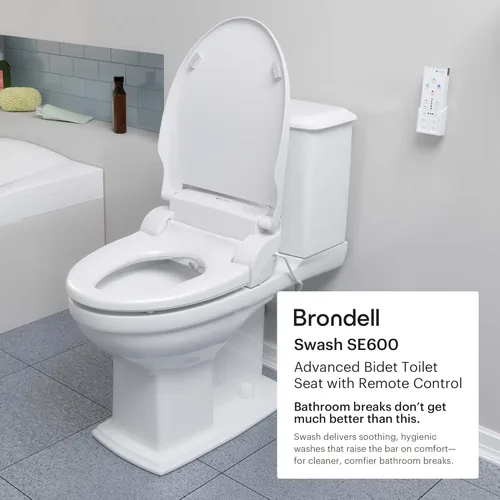 Miniatura 2 de Brondell Swash SE600 - Asiento de inodoro con bidé, se adapta a inodoros redondos, color blanco, boquilla oscilante de acero inoxidable, secadora