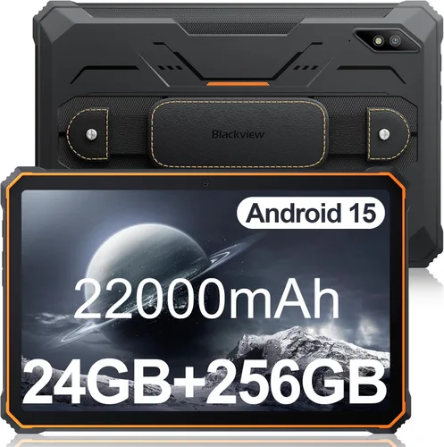 Blackview 2.4k 10.36 pulgadas tableta resistente, 22000mAh Octa-core Android 15 Tablet, 24GB RAM+256GB ROM+1TB Expand, 48MP+16MP Cámara impermeable,