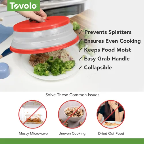 Miniatura 3 de Tovolo Cubierta antisalpicaduras para microondas para alimentos, mediano (rojo manzana acaramelada) – Tapa protectora antisalpicaduras de silicona