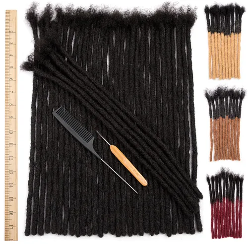Miniatura 19 de DAIXI 0.2cm y 0.4cm y 0.6cm y 0.8cm de grosor 4-18 pulgadas 10 hebras extensiones de rastas de cabello humano 100% real para hombres/mujeres