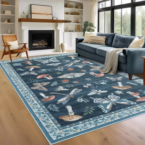 Miniatura 25 de ROYHOME - Alfombra con diseño de hongos e insectos, para pasillos, cocina o baño, antideslizante, lavable, suave, larga, 2 x 6, beige