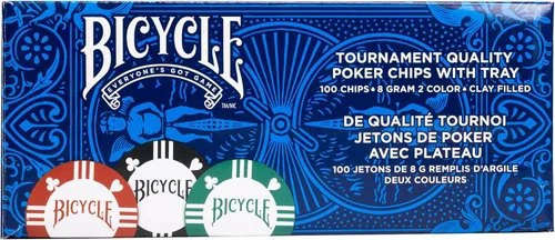 Miniatura 2 de Bicycle 8G 100 unidades de fichas de póker de arcilla con bandeja de casino Premium 8G Fichas de póker rellenas de arcilla con bandeja de casino
