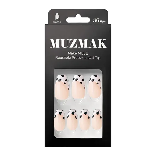 Miniatura 8 de MUZMAK Uñas a presión reutilizables – Jarabe de yogur – Uñas largas a presión en ataúd, uñas postizas blancas y rosas (paquete de 36)