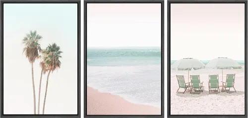 Miniatura 100 de SIGNWIN Lienzo enmarcado para pared, juego de arte de puesta de sol, horizonte, cielo, paisaje, fotografía, arte moderno, paisaje, relajante