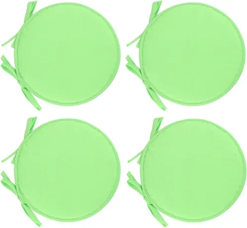 Miniatura 8 de Womenyiaor Juego de 4 cojines redondos para sillas para interiores y exteriores, con lazos, juego de bistró, almohadillas para sillas de comedor