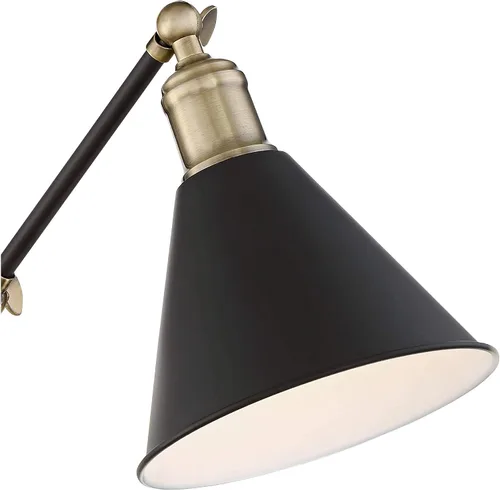 Miniatura 3 de 360 Lighting Wray - Lámpara de pared moderna con brazo oscilante ajustable para interiores con cable, juego de 2 lámparas de latón antiguo negro
