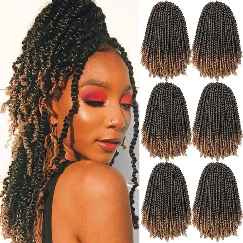 Miniatura 73 de Paquete de 2 cabello para trenzas en espiral de 8 pulgadas, cabello Spring Twist para rastas falsas, rastas de mariposa, cabello para trenzas, fibra