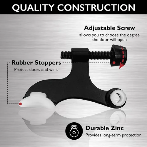 Miniatura 4 de Design House Design House 189118 - Protector de pared con bisagra de núcleo hueco con punta de goma, topes de puerta ajustables color negro mate
