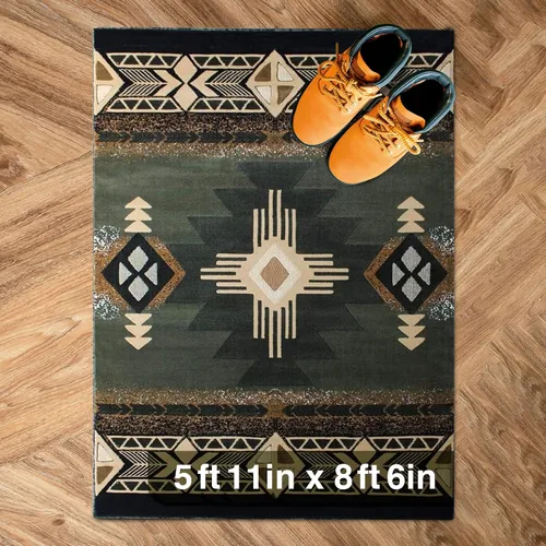 Miniatura 6 de YHSF South West - alfombra estilo nativo americano del suroeste C318 - fácil de limpiar, gruesa, suave, duradera, alfombra inspirada en tribus