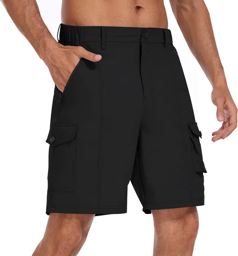 MoFiz Pantalones cortos tipo cargo de senderismo para hombre, de secado rápido, para acampar al aire libre, con múltiples bolsillos, ligeros,