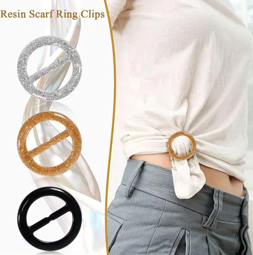 Miniatura 4 de Clips de camiseta 9 piezas, botón anudado de esquina de ropa, moda aleación perla diamantes de imitación círculo clip hebilla camisa redonda bufanda