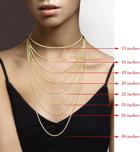 Miniatura 6 de Miabella 18K Gold Over 925 Sterling Silver Italian Sparkle Mirror Link Chain Necklace for Women Teen Girls Made in Italy