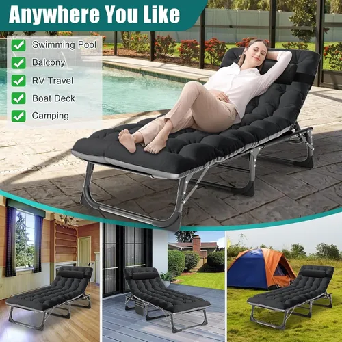 Miniatura 5 de DoCred - Cuna de camping plegable con colchón, paquete de 2 cunas plegables resistentes para adultos, cuna de dormir portátil para adultos, cama al