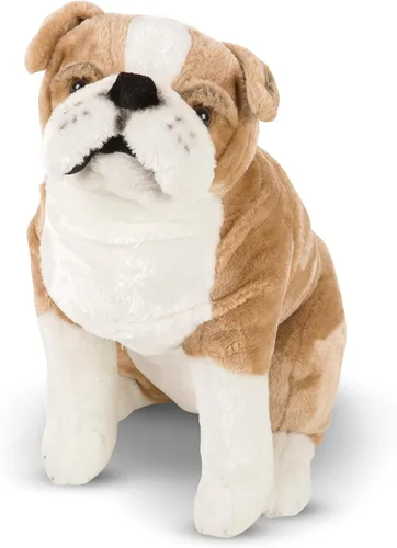 Melissa & Doug Bulldog inglés gigante, animal de peluche realista (casi 2 pies de alto)