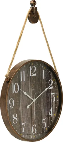 Miniatura 4 de Pacific Bay Montpellier - Reloj de pared grande decorativo ligero con cuerda para colgar, reloj de pared moderno, silencioso, sin tictac, esfera 3D