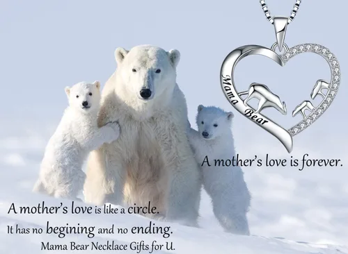 Miniatura 4 de Regalo para el día de la madre, plata de ley 925, collar con colgante de corazón de amor, mamá, oso, panda, elefante, perezoso, animales, collares