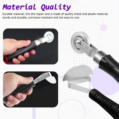 Miniatura 3 de Swpeet 25 piezas de 1.260 in, 1.654 in, 2.283 in, herramienta de reparación de parches de neumáticos y rueda de rodillo con raspador