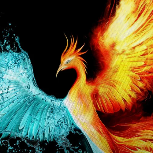 Miniatura 5 de DYNH Tapiz de Fénix de fantasía, hielo de agua y fuego, animal fénix, para colgar en la pared para dormitorio, tapiz estético para hombres, manta