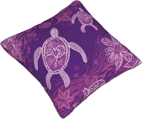 Miniatura 8 de Hawaii con estampado de tortuga marina morada, fundas de almohada modernas, fundas de almohada cuadradas decorativas suaves para decoración