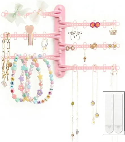Miniatura 9 de All Hung Up Organizador de joyas de pared de 6 niveles y 6 pulgadas, tiras Command incluidas para colgar fácilmente, organizador de aretes de 120
