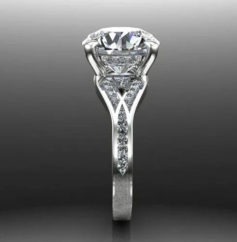 Miniatura 2 de Anillo de compromiso RINGJEWEL con moissanita redonda, tamaño 7