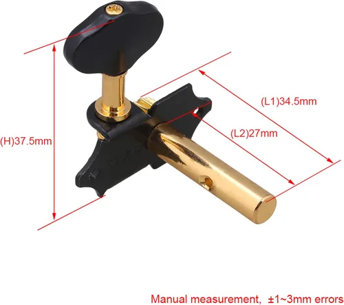 Miniatura 4 de Yibuy Aleación de zinc negro dorado estilo abierto máquina de guitarra cabeza afinación clavijas de bloqueo sintonizadores 3L 3R 18:1 para guitarra