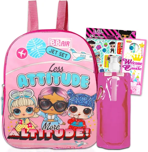 LOL Surprise - Juego de mini mochila para niñas, paquete con mochila LOL Surprise de 11 pulgadas, calcomanías, botella de agua, más Mochila LOL
