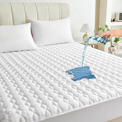 Miniatura 7 de Mooreeke Protector de colchón impermeable tamaño King, suave y transpirable, acolchado, protector de colchón de 21 pulgadas de profundidad