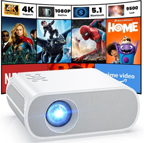 Miniatura 9 de Proyector inteligente ANSI 1500, proyector HOMPOW 4K con WiFi y Bluetooth, mini proyector, sistema de transmisión integrado, proyector