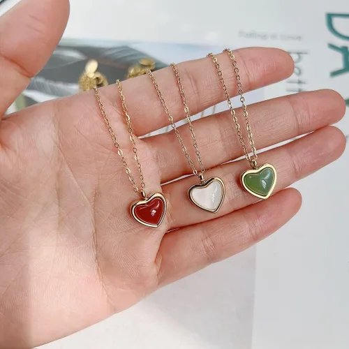 Miniatura 6 de Joxevyia Carnelian Crystal Heart Necklace Raw Stone Healing Crystals Dainty Heart Gemstone Gold Pendant Necklace Anniversary Birthday Valentines
