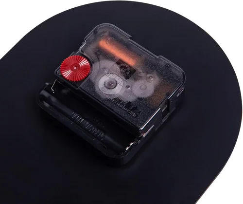 Miniatura 8 de SOFFEE DESIGN Reloj de mesa de una pieza con hoja de hierro con base de madera, reloj de escritorio sin tictac funciona con pilas para sala de Negro