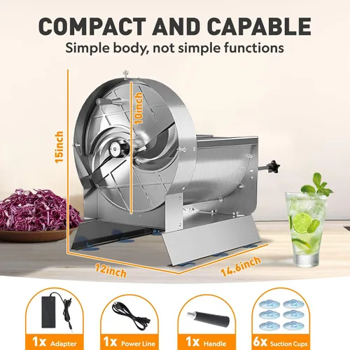 Miniatura 9 de Cortadora de verduras eléctrica y manual comercial, 0–13mm, máquina de corte de frutas de acero inoxidable comercial 2-EN-1, cortador de alimentos