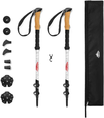 Miniatura 13 de Cascade Mountain Tech - Bastones de senderismo de fibra de carbono, bastones para caminar o hacer senderismo con seguros ajustables rápidos Verde