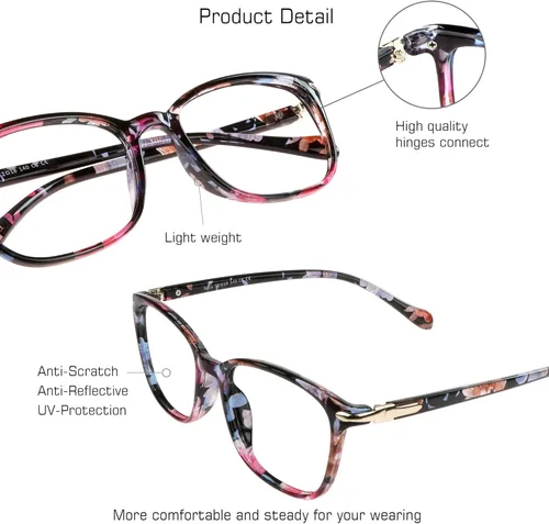 Miniatura 2 de Lentes con bloqueo de luz azul, antifatiga, antirreflejo, adecuados para lectura, computadora, televisión, elegante montura cuadrada, unisex rosado