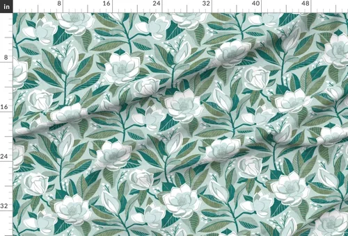 Miniatura 2 de Spoonflower Tela - Flores de boda de magnolia floral boho hojas bohemias blancas rústicas impresas en tela de gasa Fat Quarter - Costura de ropa