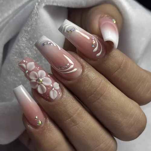 Miniatura 10 de MISUD Uñas postizas a presión – Uñas postizas largas con punta francesa negra, diseño de diamantes de imitación verde acrílico, 24 piezas 01702verde