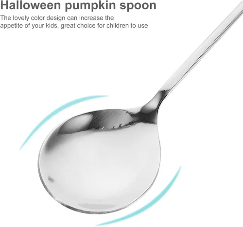 Miniatura 7 de UPKOCH Juego de 6 cucharas de calabaza de Halloween con forma de calabaza de acero inoxidable para café y postre de 4.9 pulgadas, utensilios