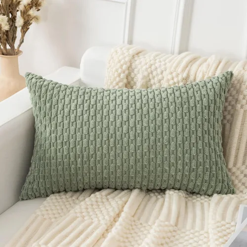 Miniatura 9 de UGASA - Funda de almohada decorativa de pana suave de otoño de 12 x 20 pulgadas, diseño bohemio a rayas, oblonga, para sofá, sala de estar, cama