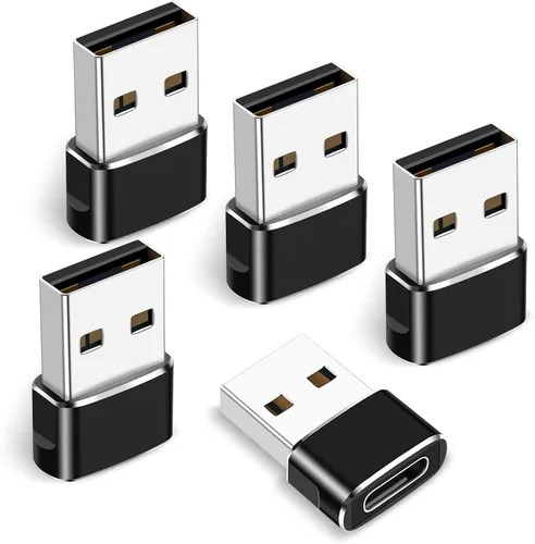 Adaptador USB C hembra a USB macho, paquete de 5, convertidor de cargador tipo C a USB A para iPhone 16 15 14 13 12 11 Plus Pro Max, Samsung Galaxy