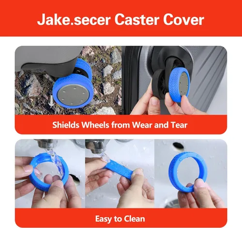 Miniatura 7 de Paquete de 8 fundas de silicona para ruedas de equipaje, fundas protectoras de ruedas de maleta, 8 fundas giratorias de goma para tus maletas u