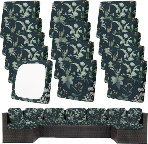 Miniatura 46 de Fundas de cojín de patio, fundas de cojín para exteriores, fundas de cojín elásticas de repuesto, protectores de muebles lavables y reutilizables