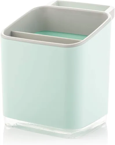 Miniatura 8 de Minky Homecare Organizador de esponja para fregadero con bandeja extraíble, riel para paños y boquilla de drenaje, organizador de huellas pequeñas