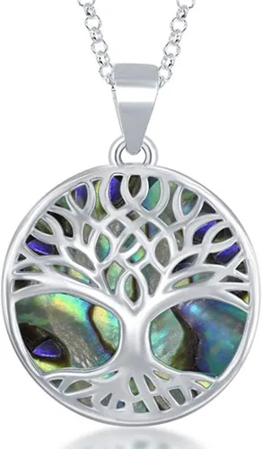 Sterling Silver Turquoise Stone Abalone Mother of Pearl Necklaces for Women - Tree of Life Necklace - Heart Pendant Necklaces - Unique Jewelry Gifts