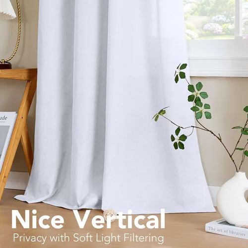Miniatura 7 de H.VERSAILTEX Elegant - Cortinas texturizadas de lino natural mezclado con eficiencia energética, filtrado de luz, con ojales de níquel