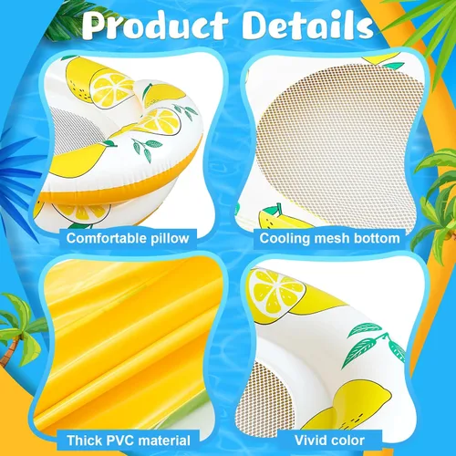 Miniatura 3 de Briwooody 2 unidades inflables para piscina, flotadores de piscina, balsas con reposacabezas, bronceado solar para adultos, hamaca de agua fría